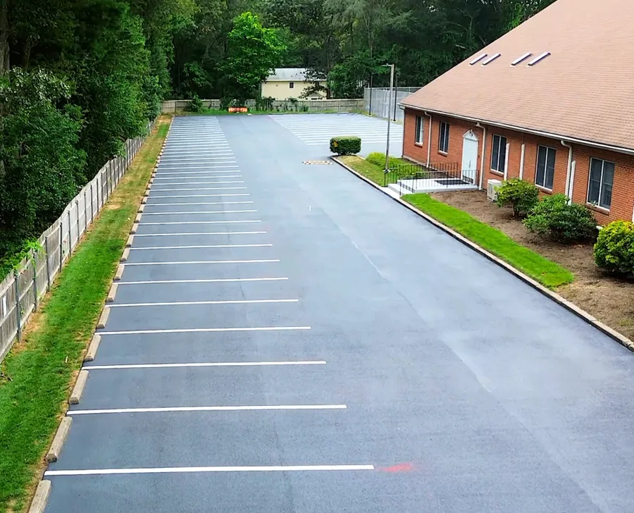 Fresh parking lot line striping